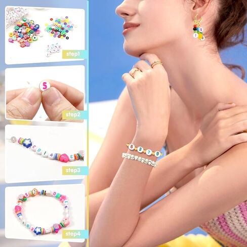TOOOB 500PCS حبات عدد الأكريليك للمجوهرات التي تصنع 4 × 7 مم جولة ملونة من 0 إلى 9 حبات للأساور قلادات in Saudi Arabia
