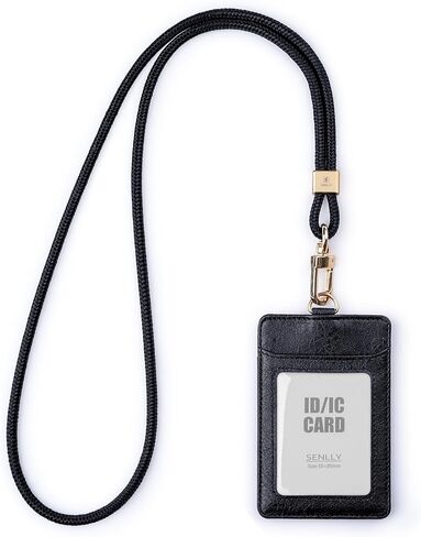 Senlly id Badge حامل مع الحبل ، حبل المعرف من النايلون وحامل بطاقة لطيف ، ونافذة معرّف واضحة وفتحتين بطاقة ، للنساء (منتصف الليل فيلفيت) in Kuwait