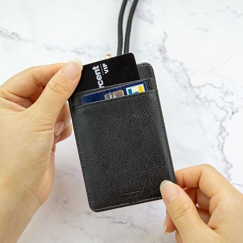 Senlly id Badge حامل مع الحبل ، حبل المعرف من النايلون وحامل بطاقة لطيف ، ونافذة معرّف واضحة وفتحتين بطاقة ، للنساء (منتصف الليل فيلفيت) in Kuwait