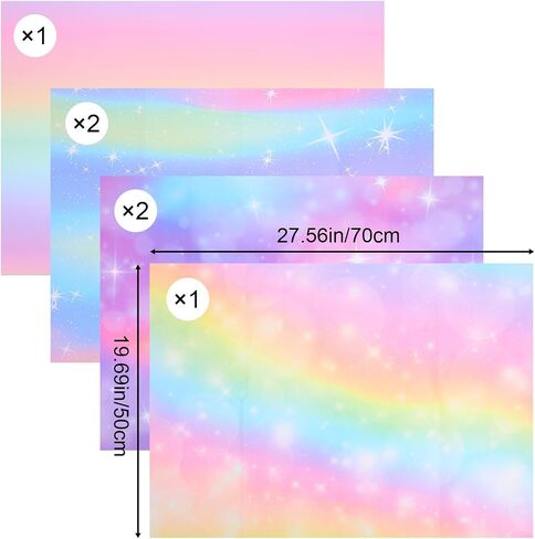 YBEATY 6 Pcs Wrapping Paper Birthday Set Fantasy Pink Purple Pastel Colorful Paper Roll Fairy Rainbow Gradient Wrapping Sheets for Women Female Girly Graduation Party Wedding in Saudi Arabia
