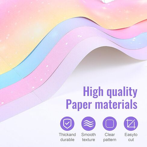 YBEATY 6 Pcs Wrapping Paper Birthday Set Fantasy Pink Purple Pastel Colorful Paper Roll Fairy Rainbow Gradient Wrapping Sheets for Women Female Girly Graduation Party Wedding in Saudi Arabia