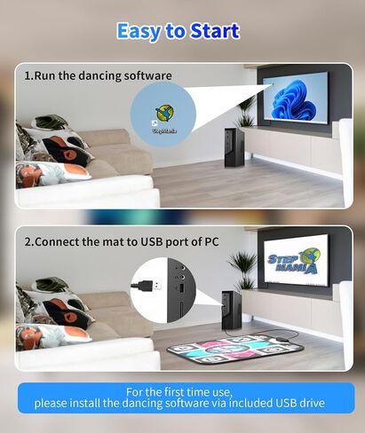 حصيرة الرقص USB للكمبيوتر/الكمبيوتر ، وسادة الرقص التي تمت ترقيتها للترفيه والتمارين المنزلية ، وتضمين مثبت لعبة الرقص ، فقط متوافق مع نظام Windows (Pattern-A) in Saudi Arabia