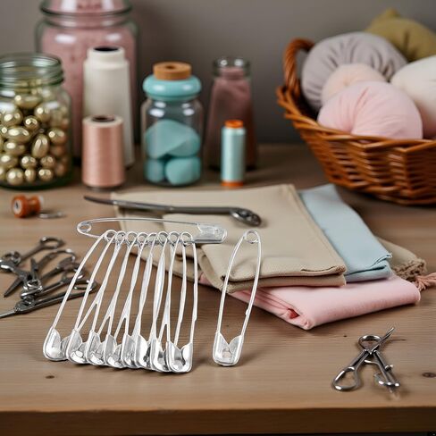 10Pcs Silver Safety Pin Metal Clothing Pins Lockable Blanket Pins Sewing Notions and Supplies in Saudi Arabia