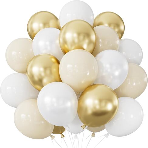 Gold and White Balloons – 24Pcs 12 Inch Metallic Gold, Sand, Pearl, and White Latex Balloons for Birthday, Baby Shower, Engagement, Bridal Shower,Wedding Oh Baby Theme Party Decor in Saudi Arabia