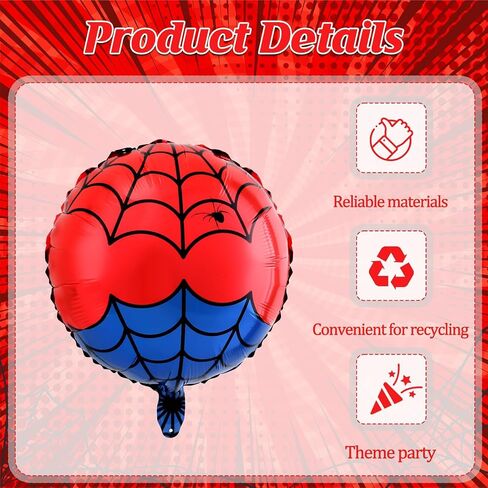 12 Pack 18 Inch Red & White Cartoon Themed Foil Balloons - Happy Birthday Balloon Set for Vibrant Kids' Party Decorations, Durable & Reusable Foil Mylar Balloons, Perfect for Birthday Supplies in Kuwait