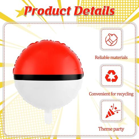 12 Pack 18 Inch Red & White Cartoon Themed Foil Balloons - Happy Birthday Balloon Set for Vibrant Kids' Party Decorations, Durable & Reusable Foil Mylar Balloons, Perfect for Birthday Supplies in Kuwait