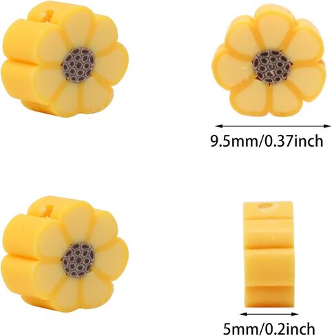 Honbay 200PCS Mini Sunflower Loose Beads Halloween Daisy Flower Spacer Beads Floral Flat Polymer Clay Beads for Bracelet Necklace Earring Jewelry Making DIY Craft Projects in Saudi Arabia