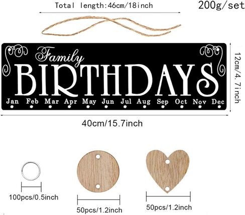Family Birthday Calendar Wooden Reminder Board Wall Hanging Calendar Home Deocr Anniversary for Hanging Colored Pendant in Saudi Arabia