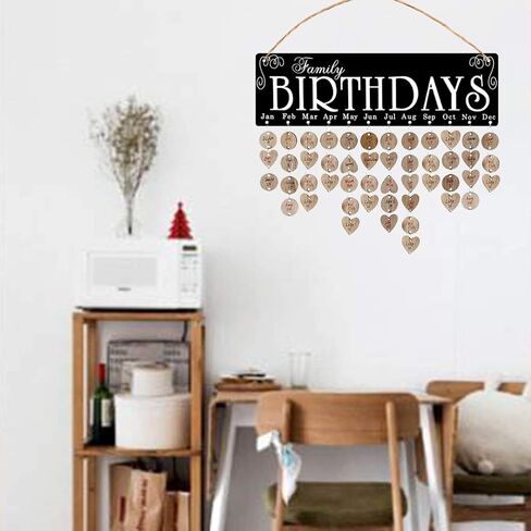 Family Birthday Calendar Wooden Reminder Board Wall Hanging Calendar Home Deocr Anniversary for Hanging Colored Pendant in Saudi Arabia