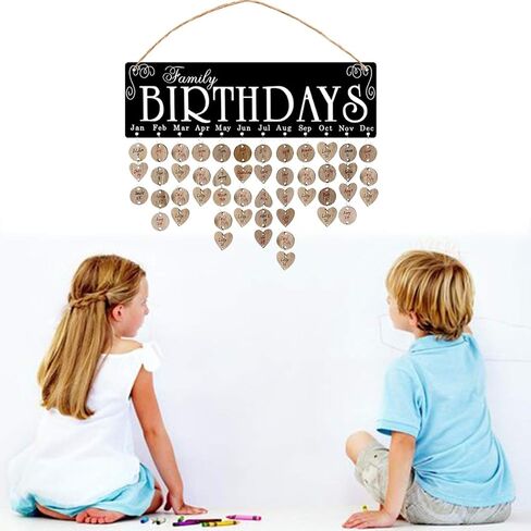 Family Birthday Calendar Wooden Reminder Board Wall Hanging Calendar Home Deocr Anniversary for Hanging Colored Pendant in Saudi Arabia