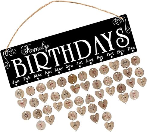 Family Birthday Calendar Wooden Reminder Board Wall Hanging Calendar Home Deocr Anniversary for Hanging Colored Pendant in Saudi Arabia