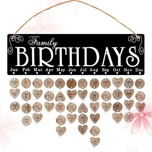 Family Birthday Calendar Wooden Reminder Board Wall Hanging Calendar Home Deocr Anniversary for Hanging Colored Pendant in Saudi Arabia
