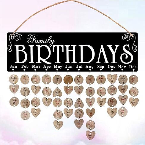 Family Birthday Calendar Wooden Reminder Board Wall Hanging Calendar Home Deocr Anniversary for Hanging Colored Pendant in Saudi Arabia