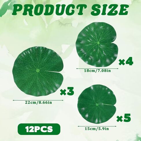 Artificial Lily Pads for Ponds, 12 Pcs Artificial Floating Foam Lotus Leaves Realistic Water Lily Pads Foliage Pond Decor Artificials Foliage Pond Decor for Pool Patio Aquarium Outdoor Ponds, 3 Size in Saudi Arabia