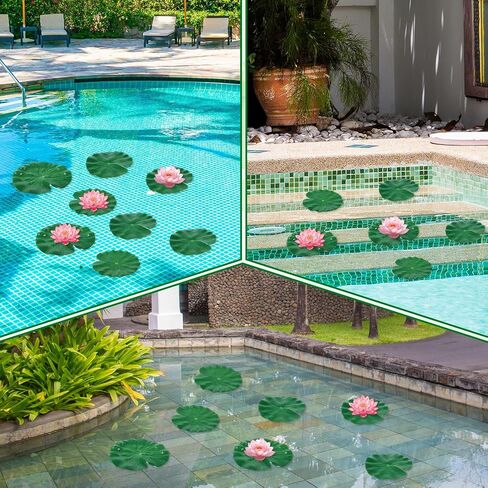 Artificial Lily Pads for Ponds, 12 Pcs Artificial Floating Foam Lotus Leaves Realistic Water Lily Pads Foliage Pond Decor Artificials Foliage Pond Decor for Pool Patio Aquarium Outdoor Ponds, 3 Size in Saudi Arabia