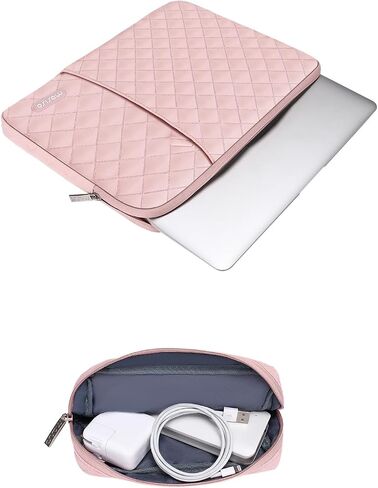Moseso متوافق مع MacBook Air 13 Inch Case 2022-2018 إطلاق A2337 M1 A2179 A1932 ، قشرة صلبة بلاستيكية بريق وأكمام عمودية مربعة مع علبة صغيرة وغطاء لوحة مفاتيح ، وشفاف ووردي. in Saudi Arabia