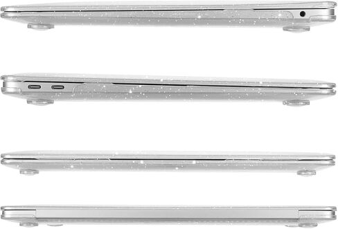 Moseso متوافق مع MacBook Air 13 Inch Case 2022-2018 إطلاق A2337 M1 A2179 A1932 ، قشرة صلبة بلاستيكية بريق وأكمام عمودية مربعة مع علبة صغيرة وغطاء لوحة مفاتيح ، وشفاف ووردي. in Saudi Arabia