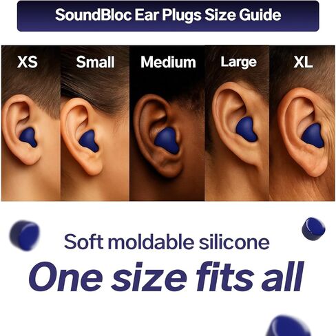 سدادات أذن أورورا سيليكون Soundbloc™- 6 أزواج من سدادات الأذن الهادئة للنوم، سدادات أذن قابلة للتشكيل، سدادات أذن مخصصة لتقليل الضوضاء، سدادات أذن سيليكون ناعمة قابلة لإعادة الاستخدام، سدادة الأذن للنوم مقاس S/M in Saudi Arabia