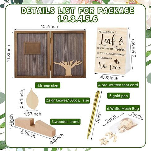 Gueevin 164 Pcs Wedding Decorations Favors Wedding Guest Book Alternatives 160 Pcs Leaves Reception for Guests Personalized Sign in Guest Book(Dark Color) in Saudi Arabia