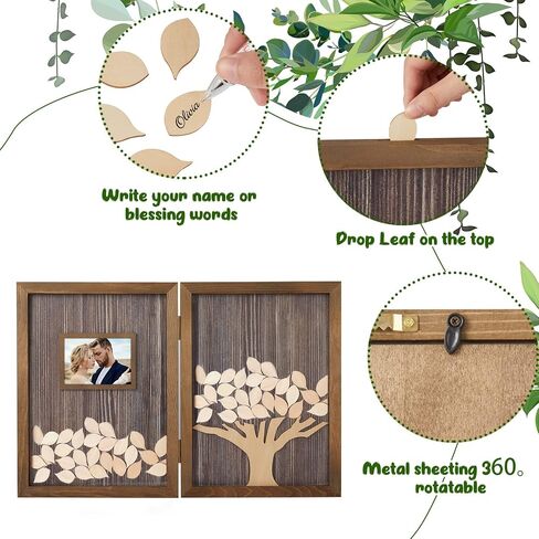 Gueevin 164 Pcs Wedding Decorations Favors Wedding Guest Book Alternatives 160 Pcs Leaves Reception for Guests Personalized Sign in Guest Book(Dark Color) in Saudi Arabia