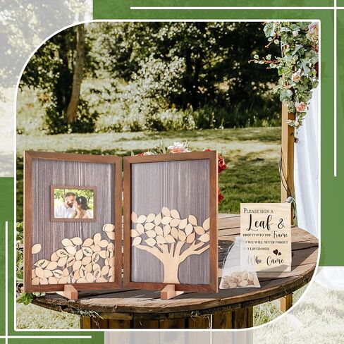 Gueevin 164 Pcs Wedding Decorations Favors Wedding Guest Book Alternatives 160 Pcs Leaves Reception for Guests Personalized Sign in Guest Book(Dark Color) in Saudi Arabia
