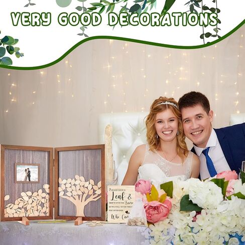 Gueevin 164 Pcs Wedding Decorations Favors Wedding Guest Book Alternatives 160 Pcs Leaves Reception for Guests Personalized Sign in Guest Book(Dark Color) in Saudi Arabia