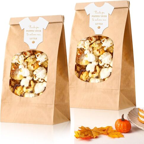 36 Sets Little Pumpkin Baby Shower Favors 36 Pcs Thanks for Poppin' by to Celebrate Paper Popcorn Bags for Party with 36 Clothes Popcorn Stickers Engaged Container Baby Shower Bags (Orange) in Saudi Arabia