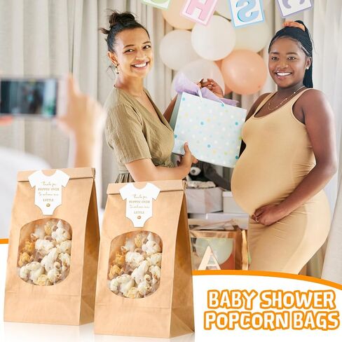 36 Sets Little Pumpkin Baby Shower Favors 36 Pcs Thanks for Poppin' by to Celebrate Paper Popcorn Bags for Party with 36 Clothes Popcorn Stickers Engaged Container Baby Shower Bags (Orange) in Saudi Arabia