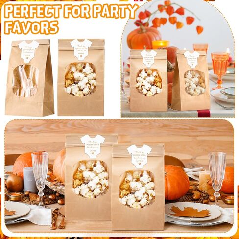 36 Sets Little Pumpkin Baby Shower Favors 36 Pcs Thanks for Poppin' by to Celebrate Paper Popcorn Bags for Party with 36 Clothes Popcorn Stickers Engaged Container Baby Shower Bags (Orange) in Saudi Arabia