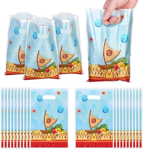 Hawaiian Party Favor Bags, Plastic Goodies Candy Treat Bags with Handle for Summer Beach Birthday Party Supplies in Saudi Arabia