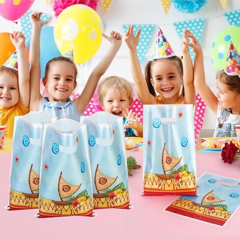 Hawaiian Party Favor Bags, Plastic Goodies Candy Treat Bags with Handle for Summer Beach Birthday Party Supplies in Saudi Arabia