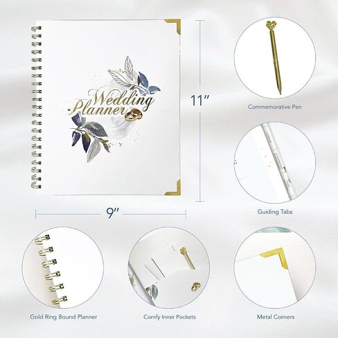 كتاب Wedding Planner Book and Organizer ، Planner Bridal يشمل تقويم العد التنازلي ، القلم الجميل ، كتاب تخطيط الزفاف ، مخطط الميزانية ، الجدول الزمني للزفاف ، اتصالات البائع. in Saudi Arabia