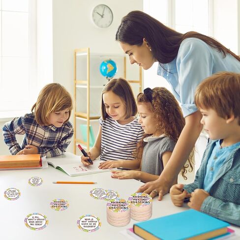 100Pcs Boho Morning Meeting Chips Colorful Smile Face Questions Cards for Students Classroom Discussion Prompts for Teachers Back to School Activity Supplies in Saudi Arabia