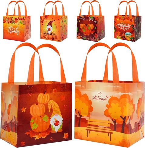 6 Pcs Thanksgiving Gift Bags With Handles - Non-Woven, Reusable Tote for Wrapping, Autumn Fall Party Favor Supplies in Saudi Arabia