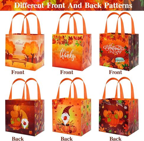 6 Pcs Thanksgiving Gift Bags With Handles - Non-Woven, Reusable Tote for Wrapping, Autumn Fall Party Favor Supplies in Saudi Arabia
