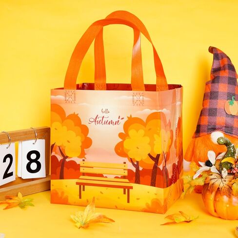 6 Pcs Thanksgiving Gift Bags With Handles - Non-Woven, Reusable Tote for Wrapping, Autumn Fall Party Favor Supplies in Saudi Arabia