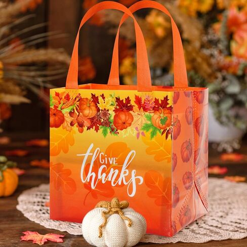 6 Pcs Thanksgiving Gift Bags With Handles - Non-Woven, Reusable Tote for Wrapping, Autumn Fall Party Favor Supplies in Saudi Arabia