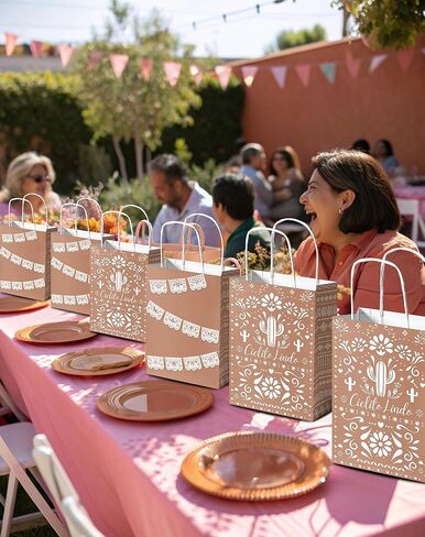 Karaqy Cielito Lindo Party Party Favor - 16pcs أكياس هدايا Mexican Talavera مع ديكورات Papel Picado لعيد ميلاد Cinco de Mayo Fiesta in Kuwait