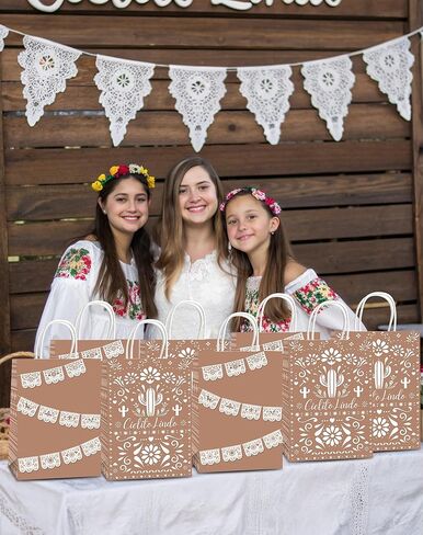 Karaqy Cielito Lindo Party Party Favor - 16pcs أكياس هدايا Mexican Talavera مع ديكورات Papel Picado لعيد ميلاد Cinco de Mayo Fiesta in Kuwait
