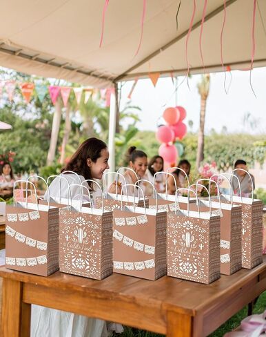 Karaqy Cielito Lindo Party Party Favor - 16pcs أكياس هدايا Mexican Talavera مع ديكورات Papel Picado لعيد ميلاد Cinco de Mayo Fiesta in Kuwait