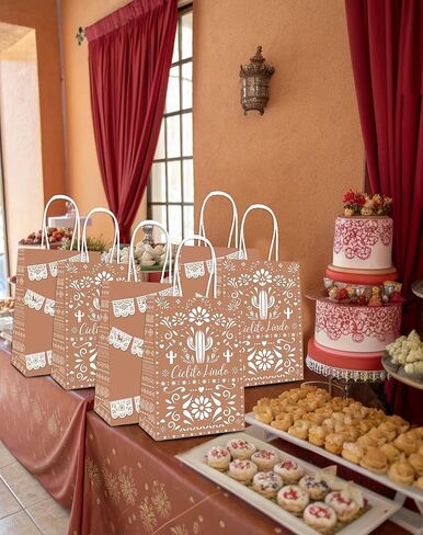 Karaqy Cielito Lindo Party Party Favor - 16pcs أكياس هدايا Mexican Talavera مع ديكورات Papel Picado لعيد ميلاد Cinco de Mayo Fiesta in Kuwait
