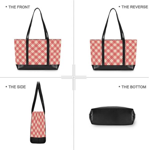 Gingham Plaid Red Essentials Work Bag With Laptop Compartment with Zipper Work Bags for Ladies with maletín para laptop mujer in Saudi Arabia