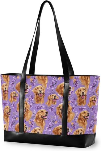 Golden Retriever Dogs Purple Classy Briefcase Bag with Zipper Bag 14 Inch for Yoga with Tablet maletín para laptop mujer in Saudi Arabia