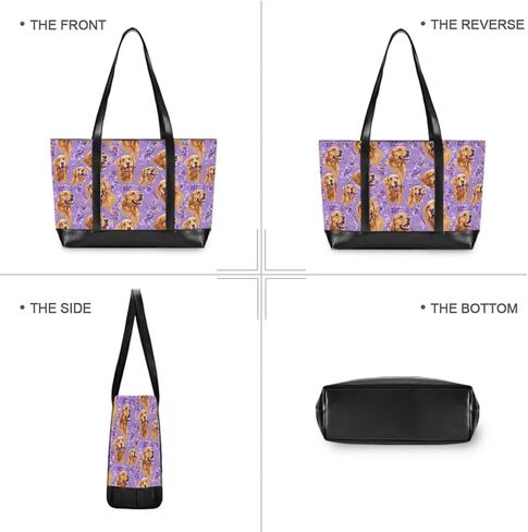 Golden Retriever Dogs Purple Classy Briefcase Bag with Zipper Bag 14 Inch for Yoga with Tablet maletín para laptop mujer in Saudi Arabia