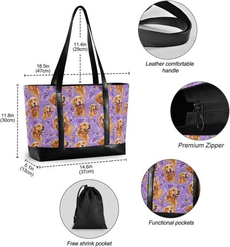 Golden Retriever Dogs Purple Classy Briefcase Bag with Zipper Bag 14 Inch for Yoga with Tablet maletín para laptop mujer in Saudi Arabia