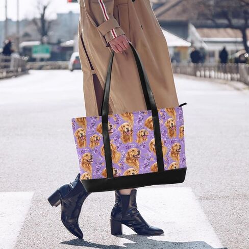 Golden Retriever Dogs Purple Classy Briefcase Bag with Zipper Bag 14 Inch for Yoga with Tablet maletín para laptop mujer in Saudi Arabia