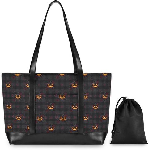 Halloween Plaid Essentials Bag With Laptop with Zipper Computer Tote Bags for Women for Work with Lunch bolsos para mujeres in Saudi Arabia