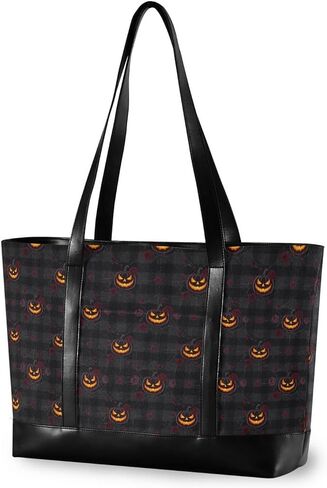 Halloween Plaid Essentials Bag With Laptop with Zipper Computer Tote Bags for Women for Work with Lunch bolsos para mujeres in Saudi Arabia