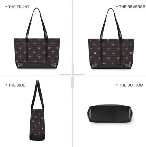 Halloween Plaid Essentials Bag With Laptop with Zipper Computer Tote Bags for Women for Work with Lunch bolsos para mujeres in Saudi Arabia