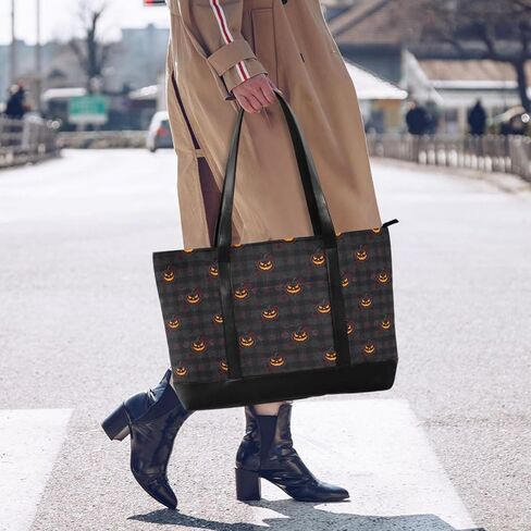 Halloween Plaid Essentials Bag With Laptop with Zipper Computer Tote Bags for Women for Work with Lunch bolsos para mujeres in Saudi Arabia